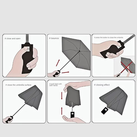 Folding vinyl automatic umbrella AU20 Black Silver durable all-weather design