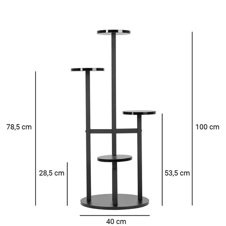 KWIETNIK FINO stojak metalowy na kwiaty rośliny na donice 4 poziomy 100 cm, czarny