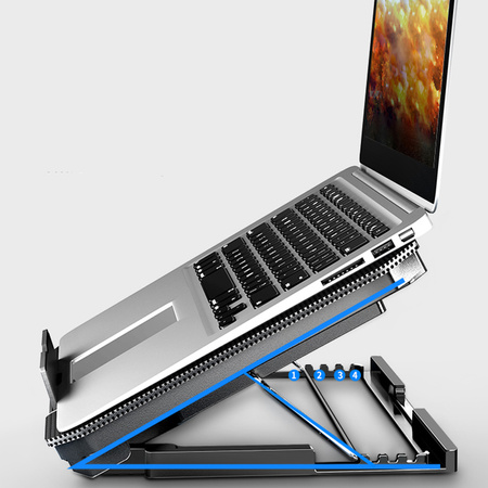Strado Podstawka chłodząca pod laptop 12‑17″ aluminiowa | Regulowana, antypoślizgowa, cicha