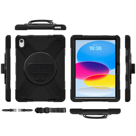 Etui Shockproof z uchwytem do Apple iPad 10.9 2022 / 11 A16 2025 / Apple iPad 10.9 / Apple iPad 11, czarne - ochronne