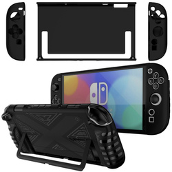 Etui do Nintendo Switch 2 2025 silikonowe KICKSTAND 3-częściowe podstawka, czarne