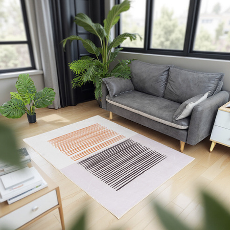 NOVO Strado modern carpet for living room delicate beige velvet pattern Sand Lines 120x160 cm