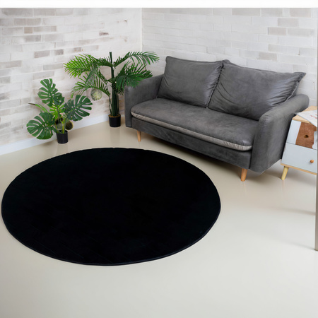 STRADO round Rabbit 3D plush soft like rabbit anti-slip carpet 200 Black
