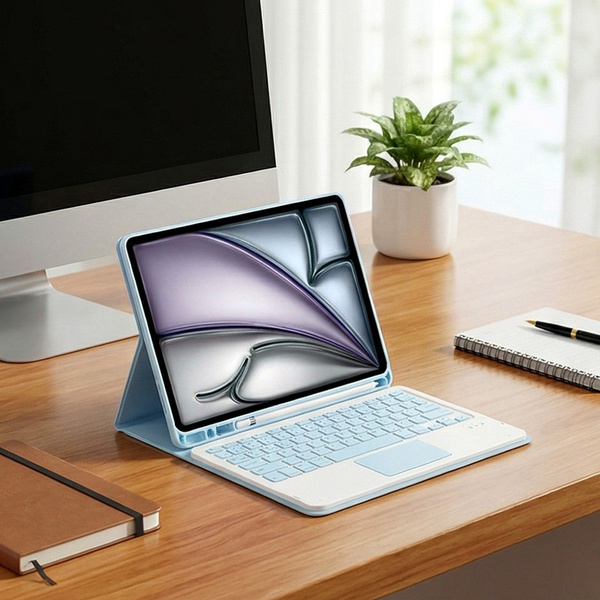 Etui z klawiaturą touchpad do iPad Air 11 M4 2026/ Air 11 M3 2025/ Air 11 M2 2024, gen. 8/ 7/ 6, niebieskie