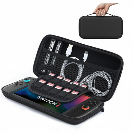 Puzdro na Nintendo Switch 2 2025 Zosilnené do konzolu, čierne - ochranné so stojanom, prístup k portom a tlačidlám