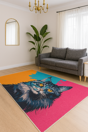 3D Strado MainCoon carpet 140x200 cm with cat pattern for animal lovers for living room and room
