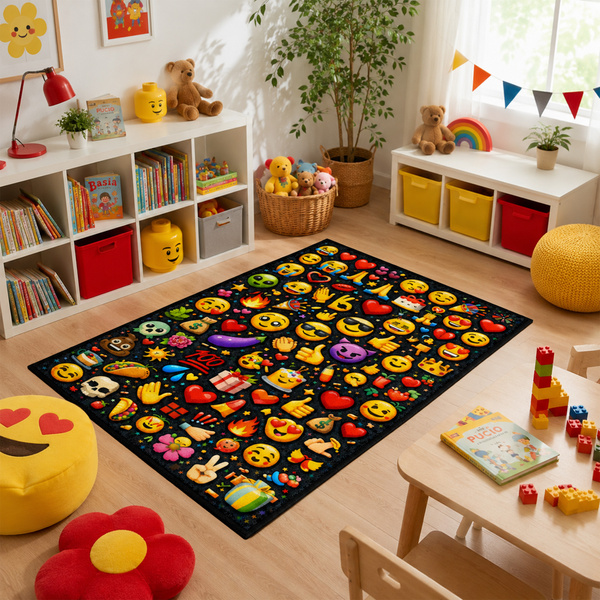 Dywan gamingowy 140x200 dla gracza mata pod fotel antypoślizgowy Emoji 3D