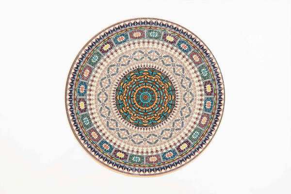 Round carpet NOVO Strado modern beige torte pattern for living room Oriental 120x120 cm
