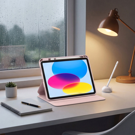 Puzdro otočné Pencil na iPad 10.9 2022 Gen. 10 / 11 2025 A16 Gen. 11 Wake, ružové - ochranné so stojanom