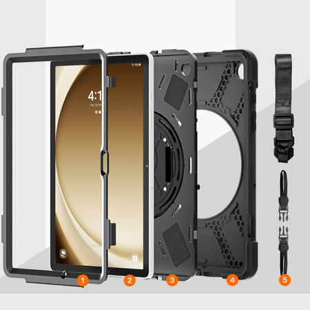 Puzdro Shockproof na Samsung Galaxy Tab A9 Plus 11 2023 X210 X215 X216, čierne - ochranné so stojanom