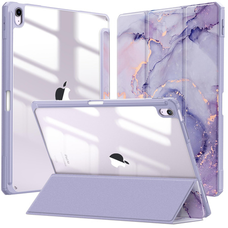 Puzdro grafické na Apple iPad 10.9 2022 Gen 10 / 11 2025 A16 Gen 11 s klapkou, fialové - ochranné so stojanom