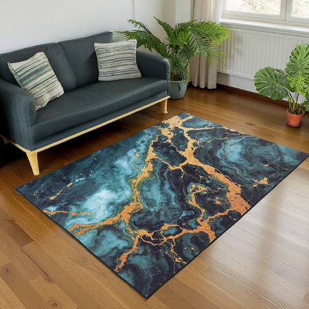 NOVO Strado modern carpet for living room marble pattern velvet Malachite 140x200 cm
