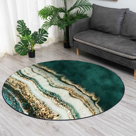 Round carpet NOVO Strado modern for living room marble pattern velvet GoldBank 200x200 cm