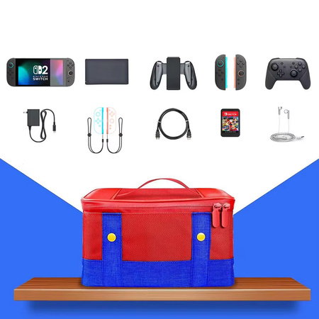 Puzdro Cestovná taška na Nintendo Switch 2 2025 s priehradkami vodeodolná, mario - ochranné so stojanom