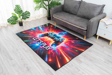 3D Strado LET'S PLAY gaming carpet 140x200 cm modern theme for gamer's room