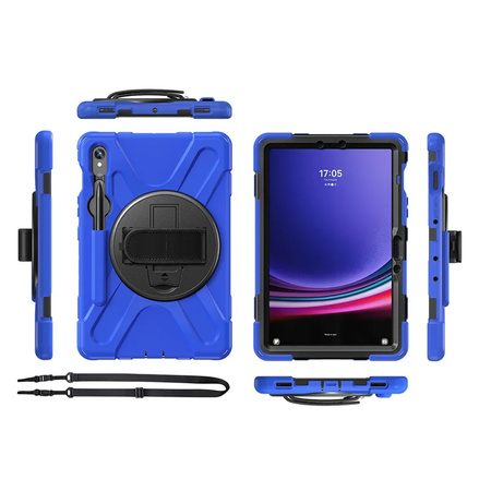 Puzdro Armor s držiakom na Galaxy Tab S9 / S10 FE / Galaxy Tab X716B / Galaxy Tab X510, tmavomodré - ochranné