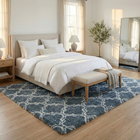 Dywan do salonu shaggy DECOR antypoślizgowy miękki puszysty modny 80x150, srebrny