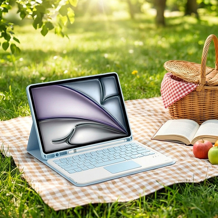 Etui i KLAWIATURA touchpad do iPad Air 11 M3 2025 / Air 11 M2 2024 GEN 7, 6, niebieskie