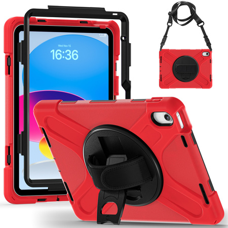 Puzdro Shockproof s držiakom na Apple iPad 10.9 2022 / 11 A16 2025 / Apple iPad 10.9 / Apple iPad 11, červené - ochranné