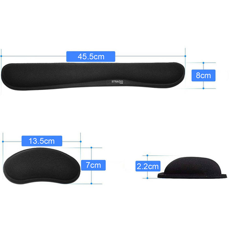 Zestaw ergonomicznych żelowych podkładek pod mysz nadgarstek 3 szt, czarne