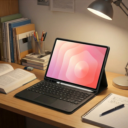 Etui z klawiaturą do Samsung Galaxy Tab A11+, czarne - ochronne z podstawką, dostęp do portów i przycisków