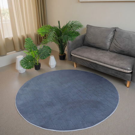 STRADO round Rabbit 3D plush soft like rabbit anti-slip carpet 200 Grey