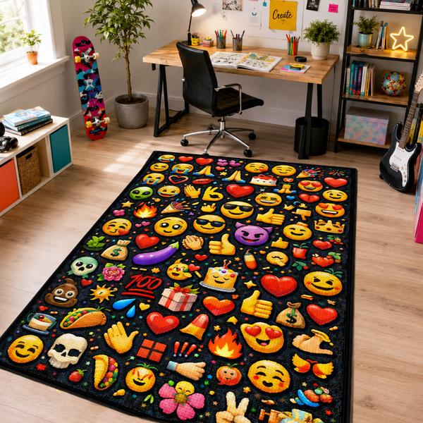 Dywan gamingowy 100x150 dla gracza mata pod fotel antypoślizgowy Emoji 3D