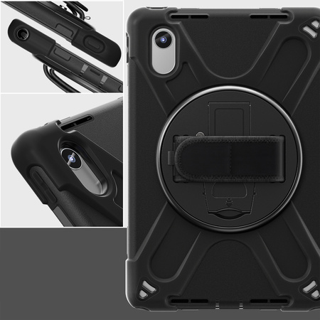 Etui Pancerne do Lenovo Idea Tab 11 szybka pas, czarne - ochronne z podstawką