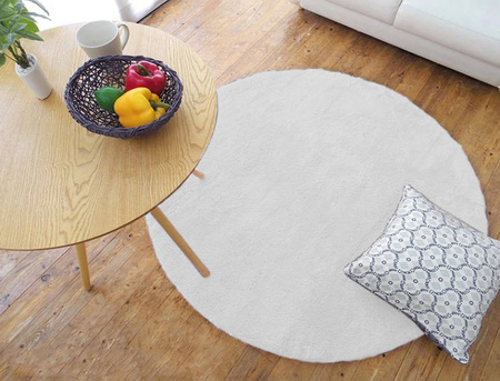 Dywan okrągły Rabbit 100x100 cm, biały - pluszowy do salonu