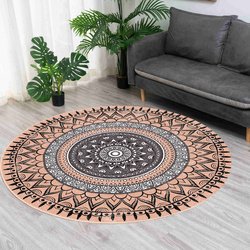 NOVO Strado round rug modern beige torte pattern for living room Aztec 160x160 cm
