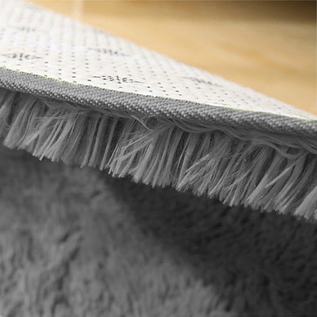 Dywan okrągły Shaggy antypoślizgowy nowoczesny salon miękki pluszowy 90x90, ciemnosrebrny