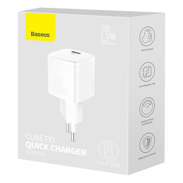 Ładowarka sieciowa szybka zasilacz Baseus Cube 20W USB-C - biała