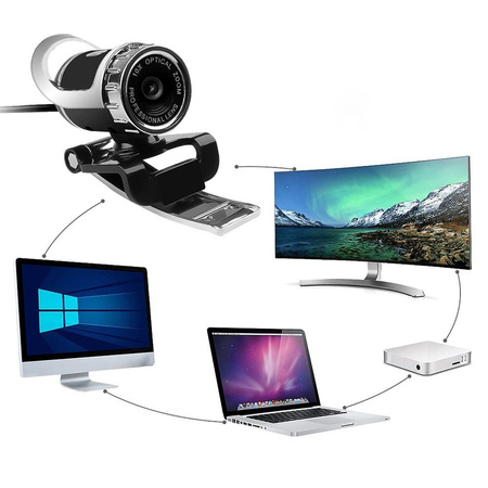 Kamera internetová mikrofón na lekcií práce video PC laptop A859 z držiakom, čierna