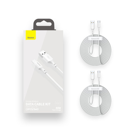 Baseus 2x USB cable - USB Type C fast charging Power Delivery Quick Charge 40 W 5 A 1.5 m white (TZCATZJ-02)