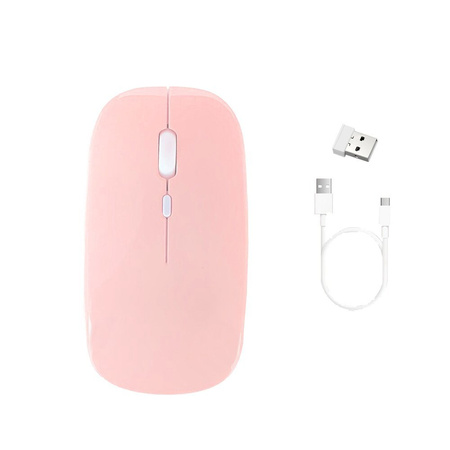 Bezdrôtová myš počítačová myš Bluetooth 2.4G optický senzor, ružová