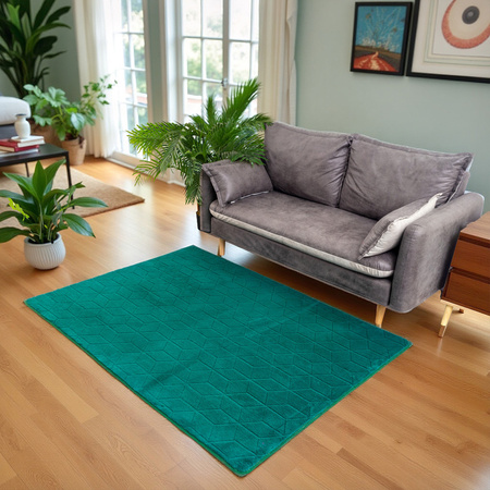 Dywan Rabbit 3D pluszowy miękki jedwabisty futro królika 140x200, zielony