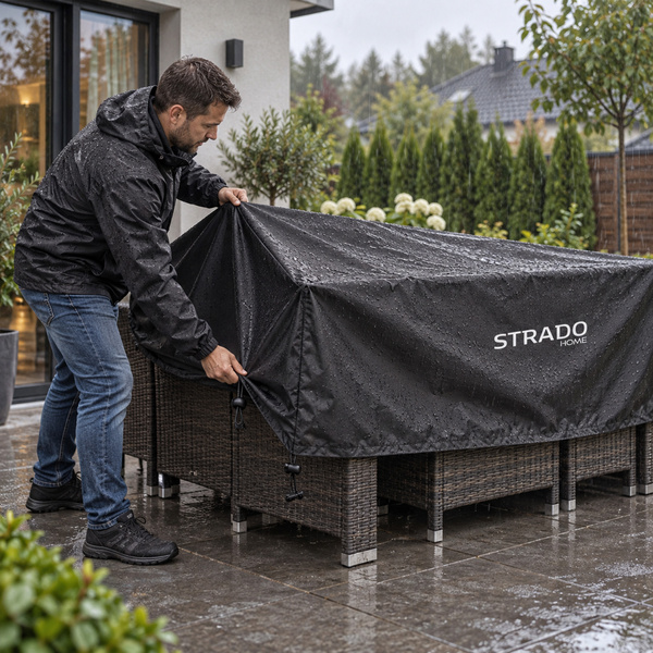 Pokrowiec na meble ogrodowe 250x250x90 cm wodoodporny UV czarny