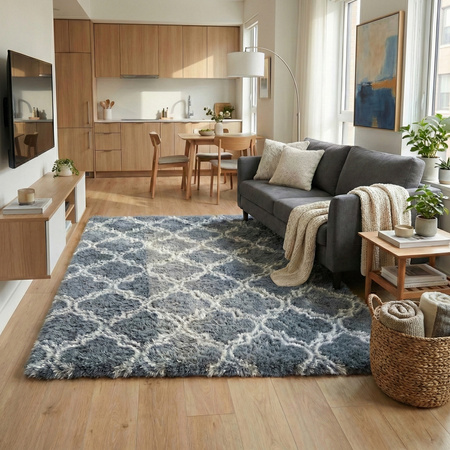 Dywan do salonu shaggy DECOR antypoślizgowy miękki puszysty modny 80x150, srebrny