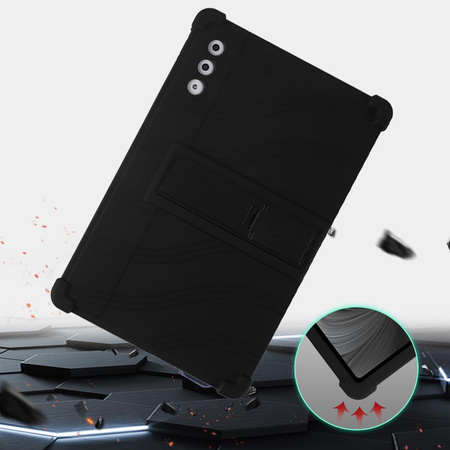 Puzdro Armor na Lenovo Yoga Tab Plus 12.7 2025, čierne - ochranné so stojanom, prístup k portom a tlačidlám