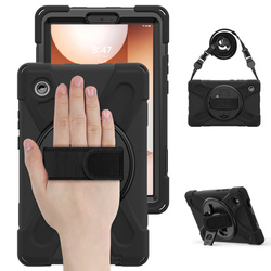 Etui pancerne do Galaxy Tab A11 X135 X133 A9 SM-X110/ SM-X115 z uchwytem - czarne