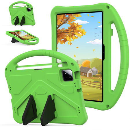 Puzdro FunColor na Xiaomi Pad 7 / Pad 7 Pro 11.2 pancierové / Xiaomi Pad 7 Pro, zelené - ochranné so stojanom