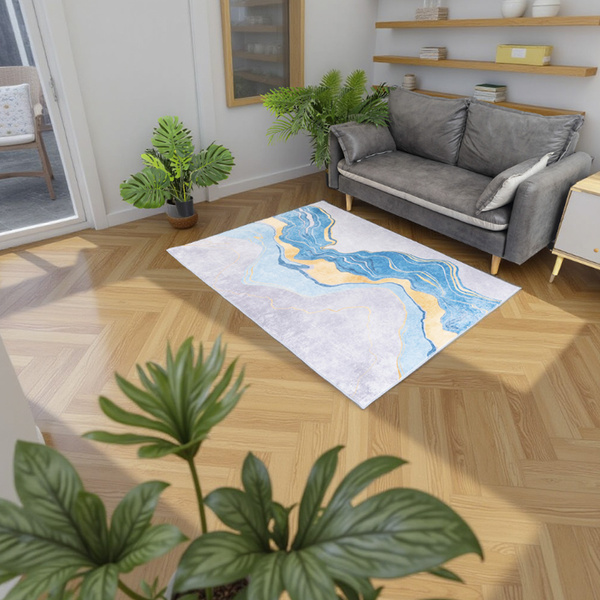 NOVO Strado modern carpet for living room marble pattern velvet Golden Trail 140x200 cm