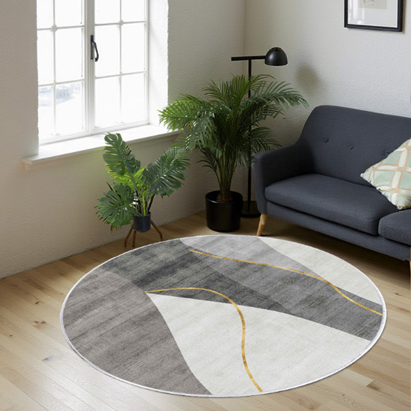 Okrúhly koberec Novo 200x200 cm, sivé Echo - plyšový do obývačky