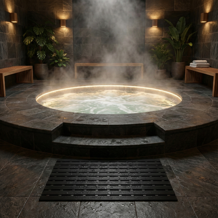 MATA łazienkowa antypoślizgowa POD PRYSZNIC brodzik do sauny basenu 43x61, czarna