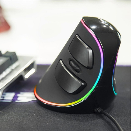 Ergonomic Computer Mouse - Delux M618 RGB Black