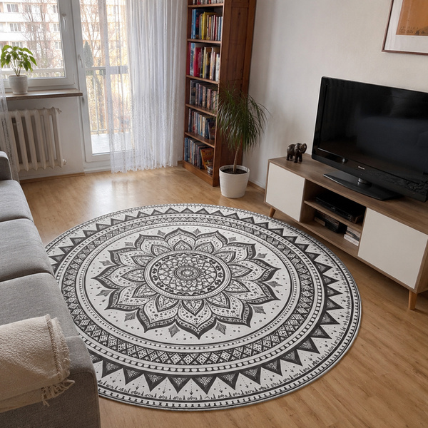 Dywan okrągły Mandala do salonu 160x160 orientalny NOVO antypoślizgowy