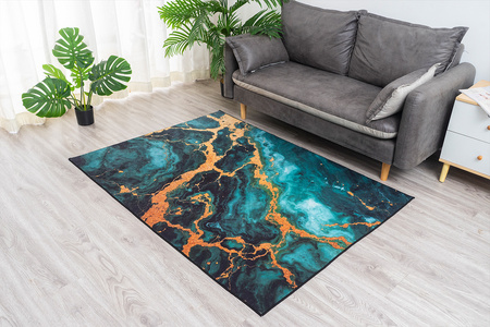 NOVO Strado modern carpet for living room marble pattern velvet Malachite 140x200 cm
