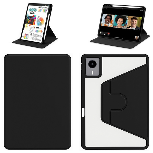 Puzdro otočné Clear na Lenovo Idea Tab 11 2025, čierne - ochranné so stojanom