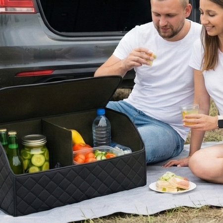 Folding large organizer for car trunk quilted trunk bag tote for shopping and tools