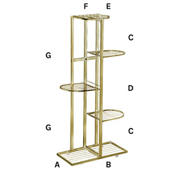 Gold standing metal flower stand for 6 flower pots- elegant flower stand